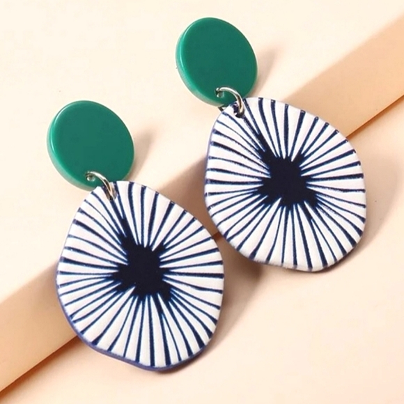 Abstract Sea Urchin Tropical Decor Drop Dangle Earrings - Picture 1 of 4